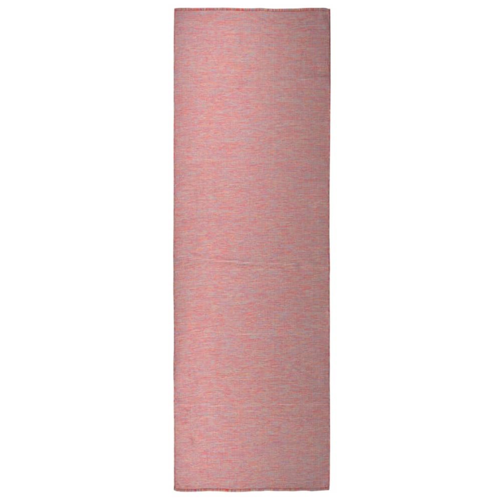 Tapis à tissage plat d'extérieur 80x250 cm rouge
