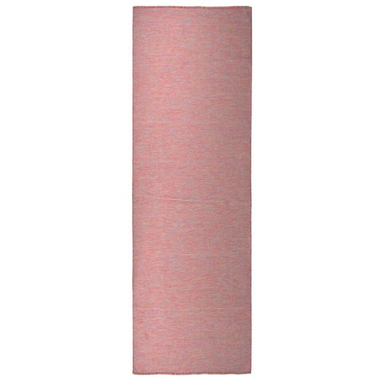 Tapis à tissage plat d'extérieur 80x250 cm rouge