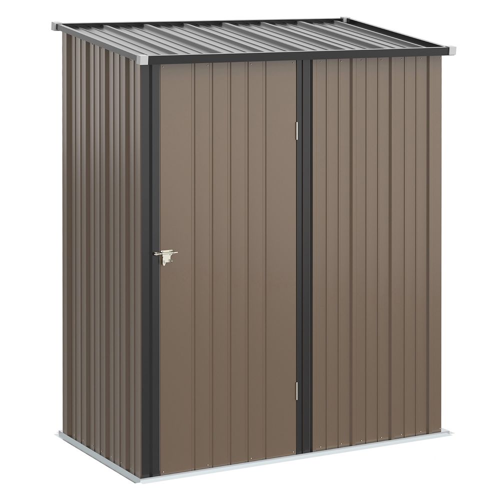 Cabane de jardin en acier toit incliné pour rangement avec loquet 161x94 cm marron - comfortxl outdoor living