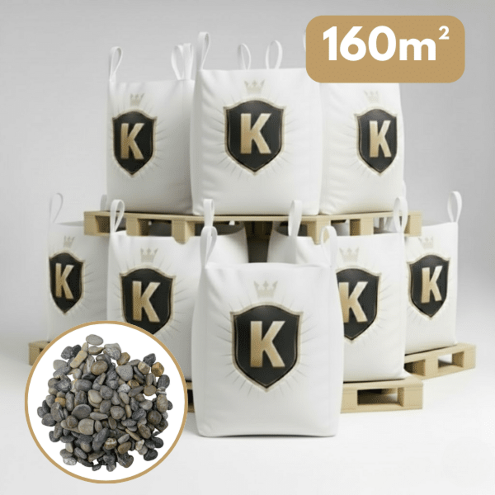Gravier rivière gris 16/22,4 mm – pack 8 big bag +/- 1,5t – 160 m²