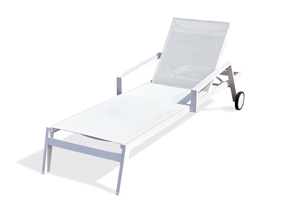 Chaise longue Ibiza blanc sur roulettes