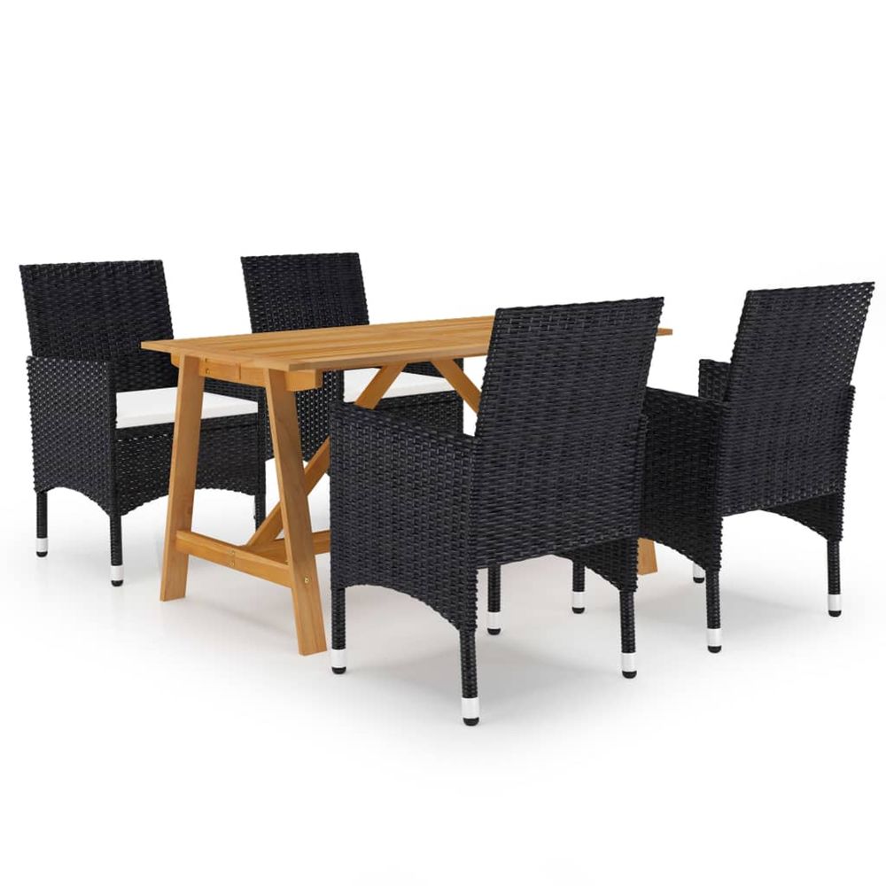 Ensemble à manger de jardin 5 pcs noir