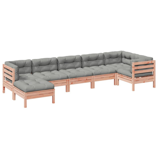 Salon de jardin 7 pcs et coussins bois massif sapin de douglas