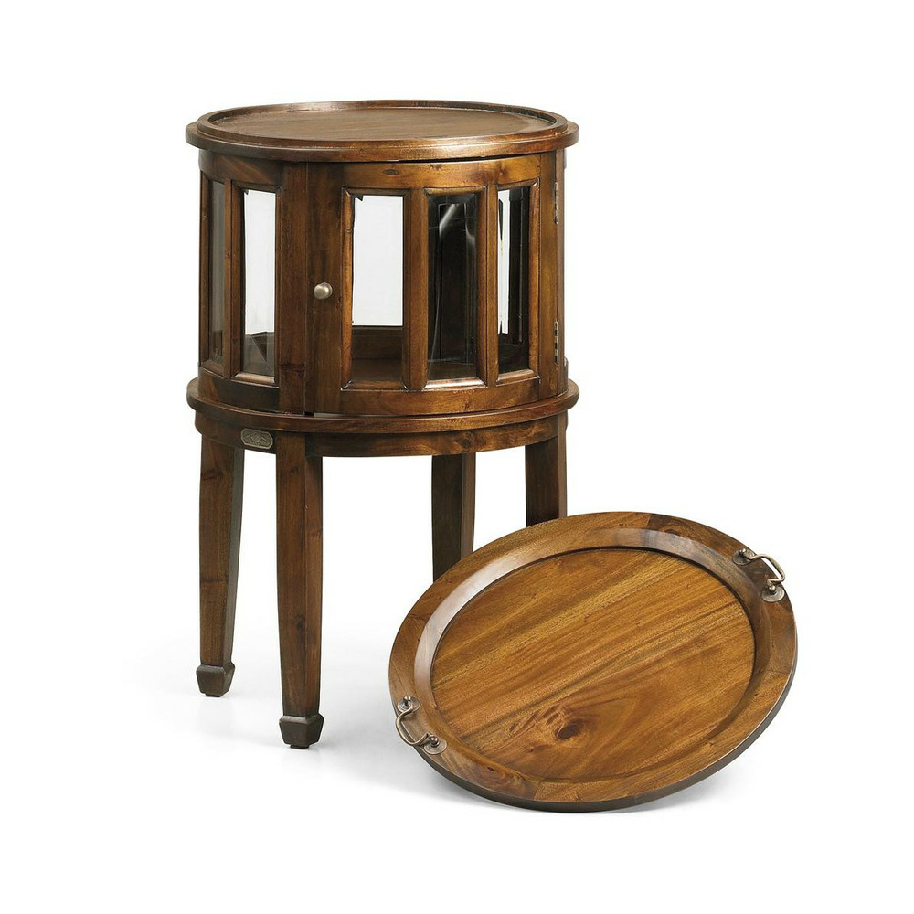 Console ronde bronze bois marron - cléophée décoration d'autrefois