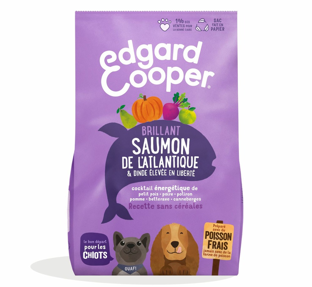 Edgard cooper - croquettes sans céréales saumon & dinde pour chiot 7kg