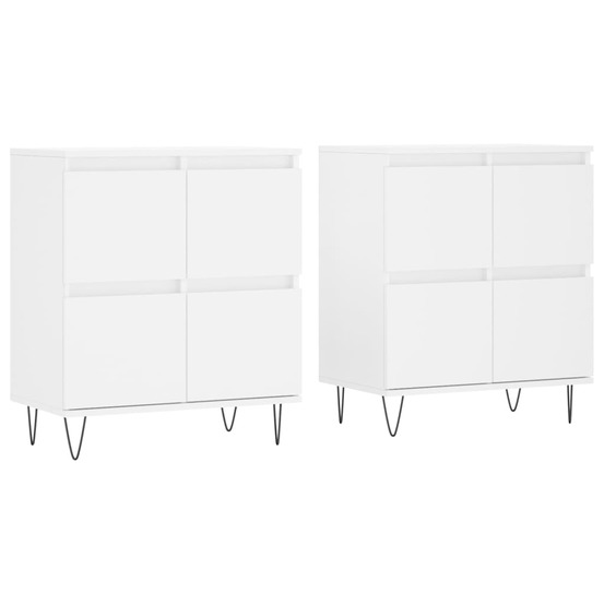 Buffet bahut commode armoire meuble de rangement organisateur cuisine salle de séjour salons lot de 2 bois d'ingénierie blanc