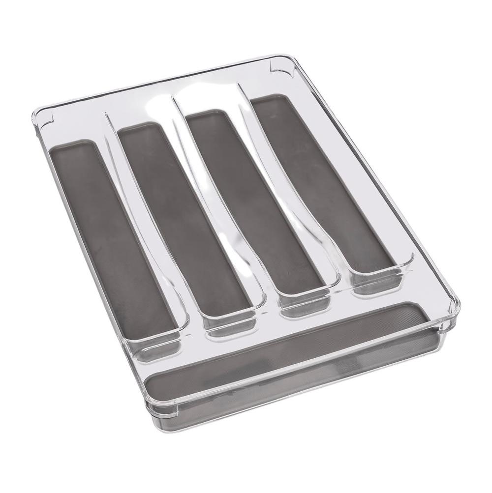 Range couverts 5 compartiments en plastique transparent