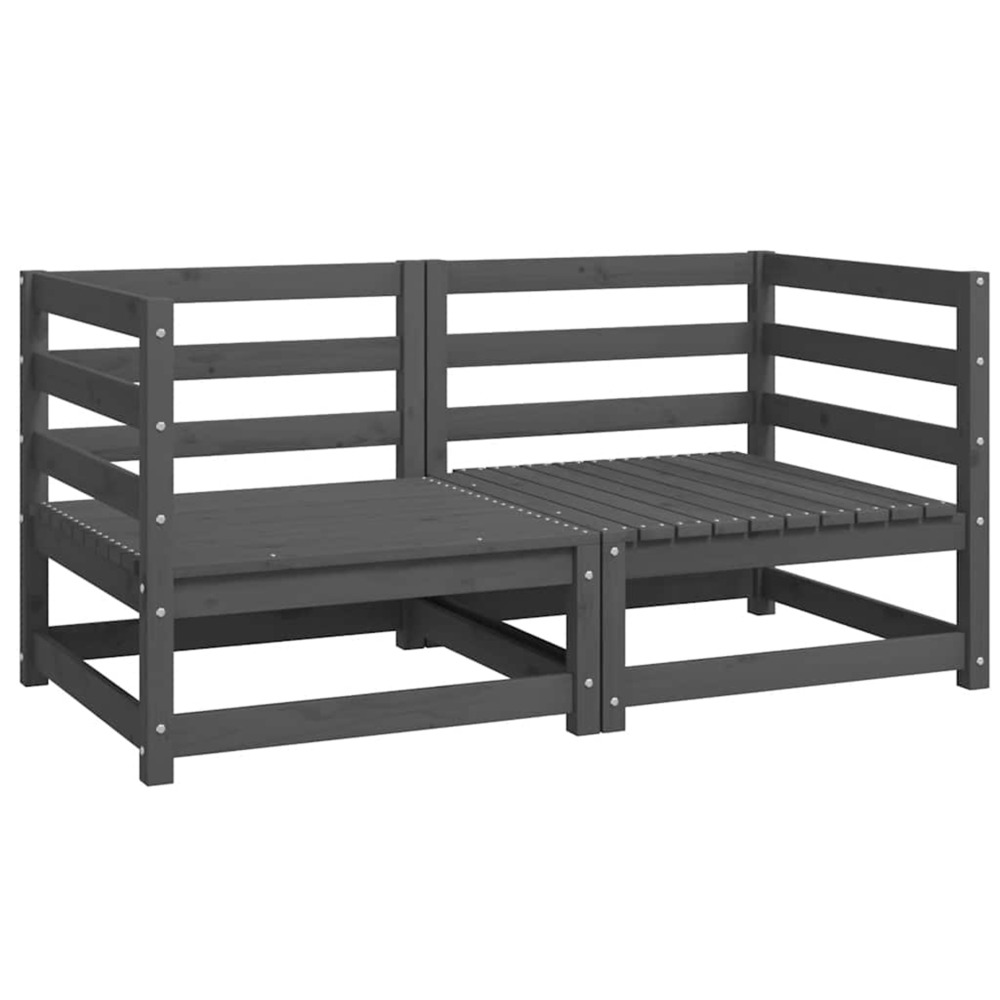 Canapés d'angle de jardin 2 pcs gris bois de pin massif
