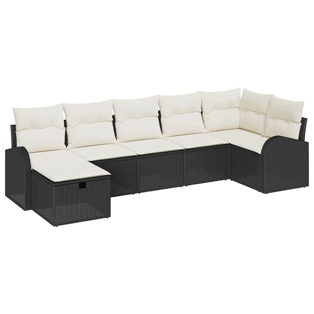 Ensemble de canapé de jardin 7 pc noir polyrotin