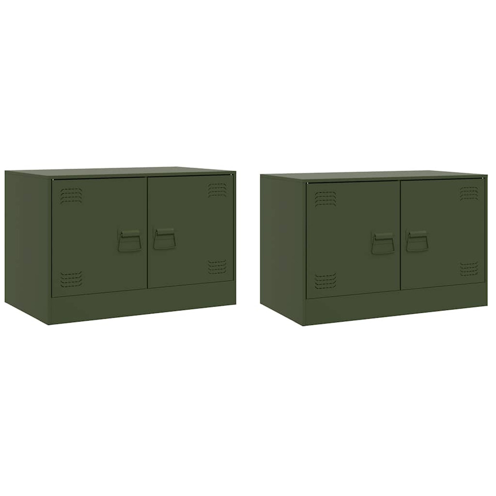 Meubles tv 2 pcs vert olive 67x39x44 cm acier