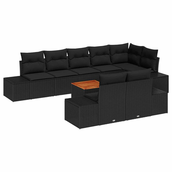 Ensemble de canapé de jardin 9 pcs noir