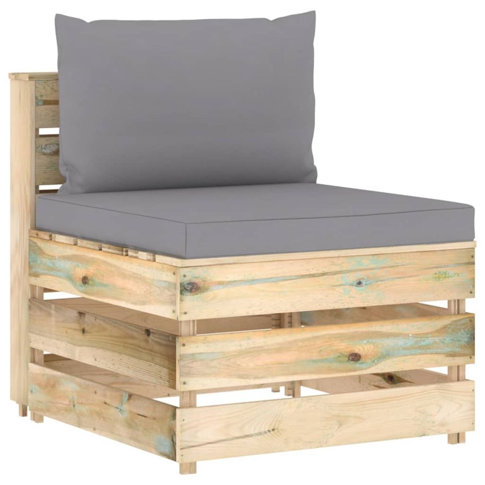 Canapé central sectionnel avec coussins bois imprégné de vert