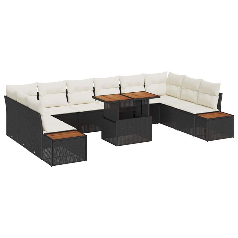 Ensemble de canapé de jardin 11 pc noir poly rotin