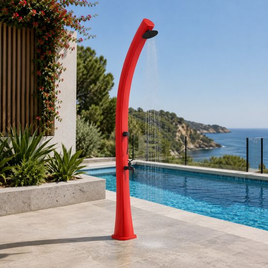 Douche rouge en polyethylene hd chauffage solaire 226 cm 25 litres