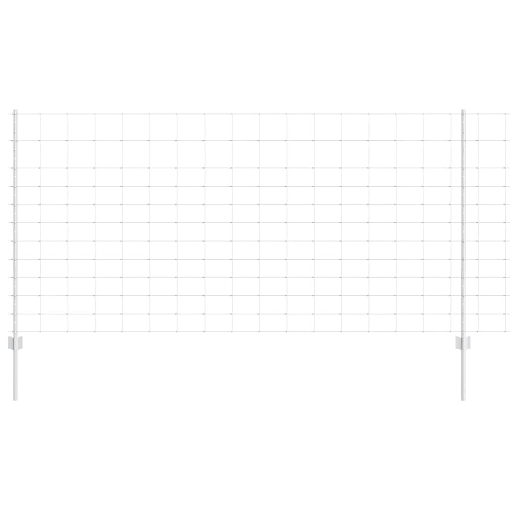 Clôture avec poteau argenté 1,2 x 25 m acier