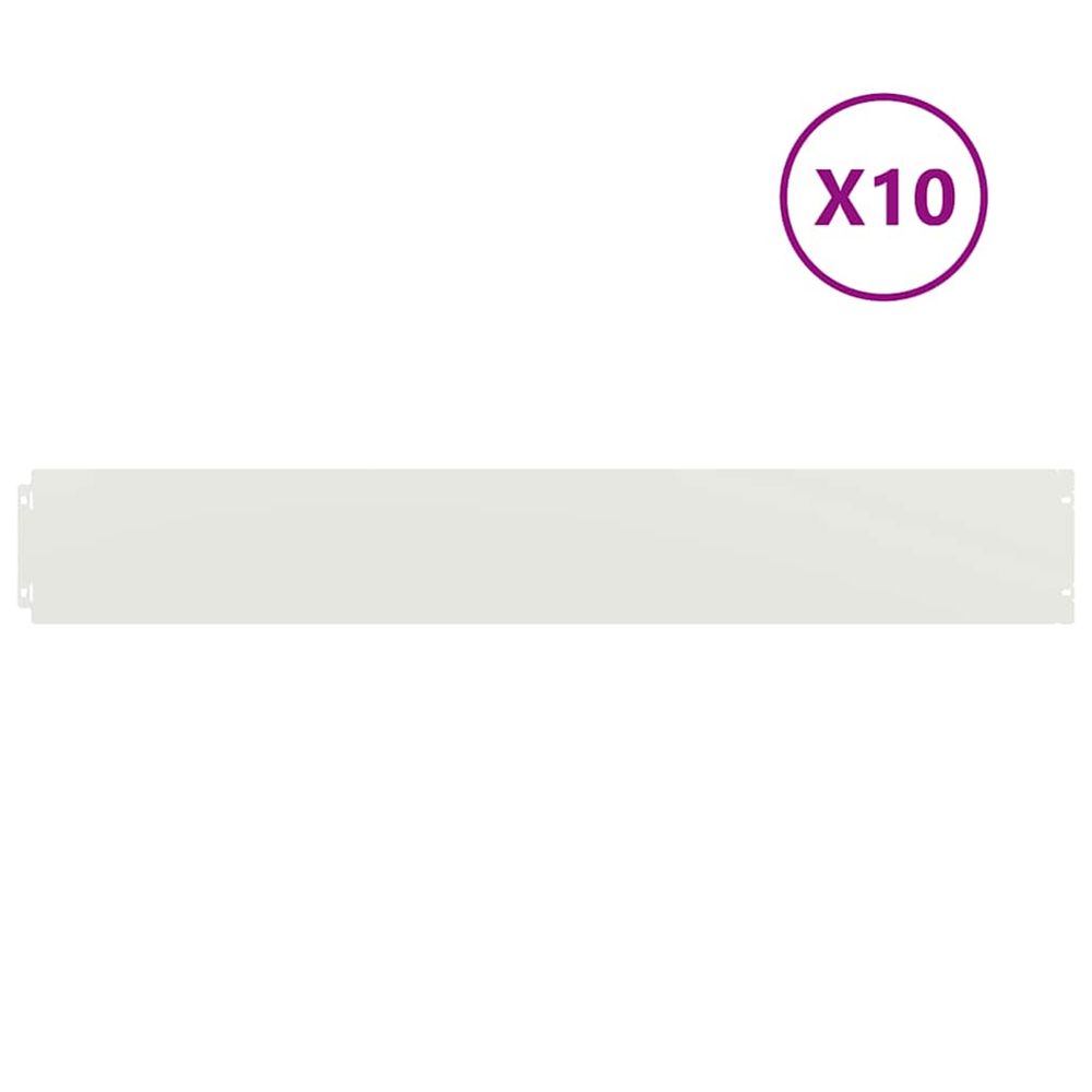 Bordure de pelouse 10 pc 15 x 103 cm acier blanc