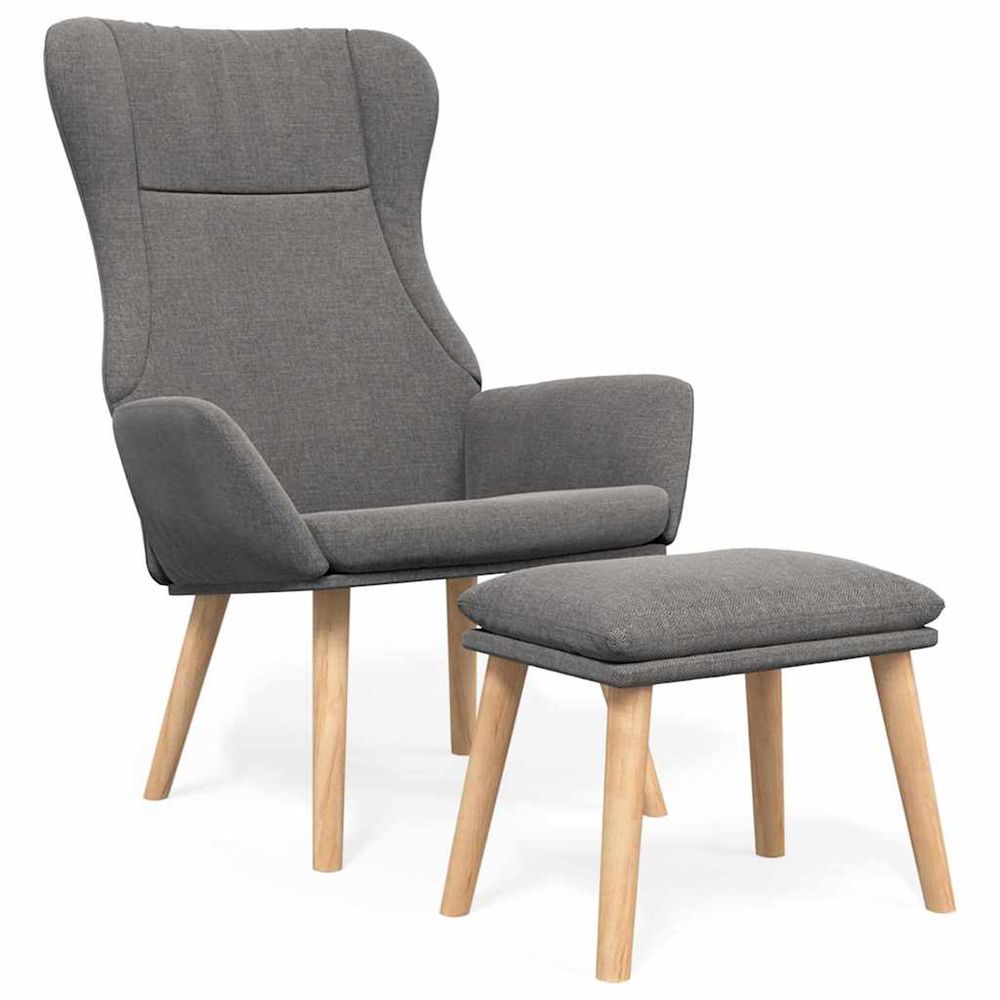 Chaise de relaxation avec repose-pied gris clair tissu