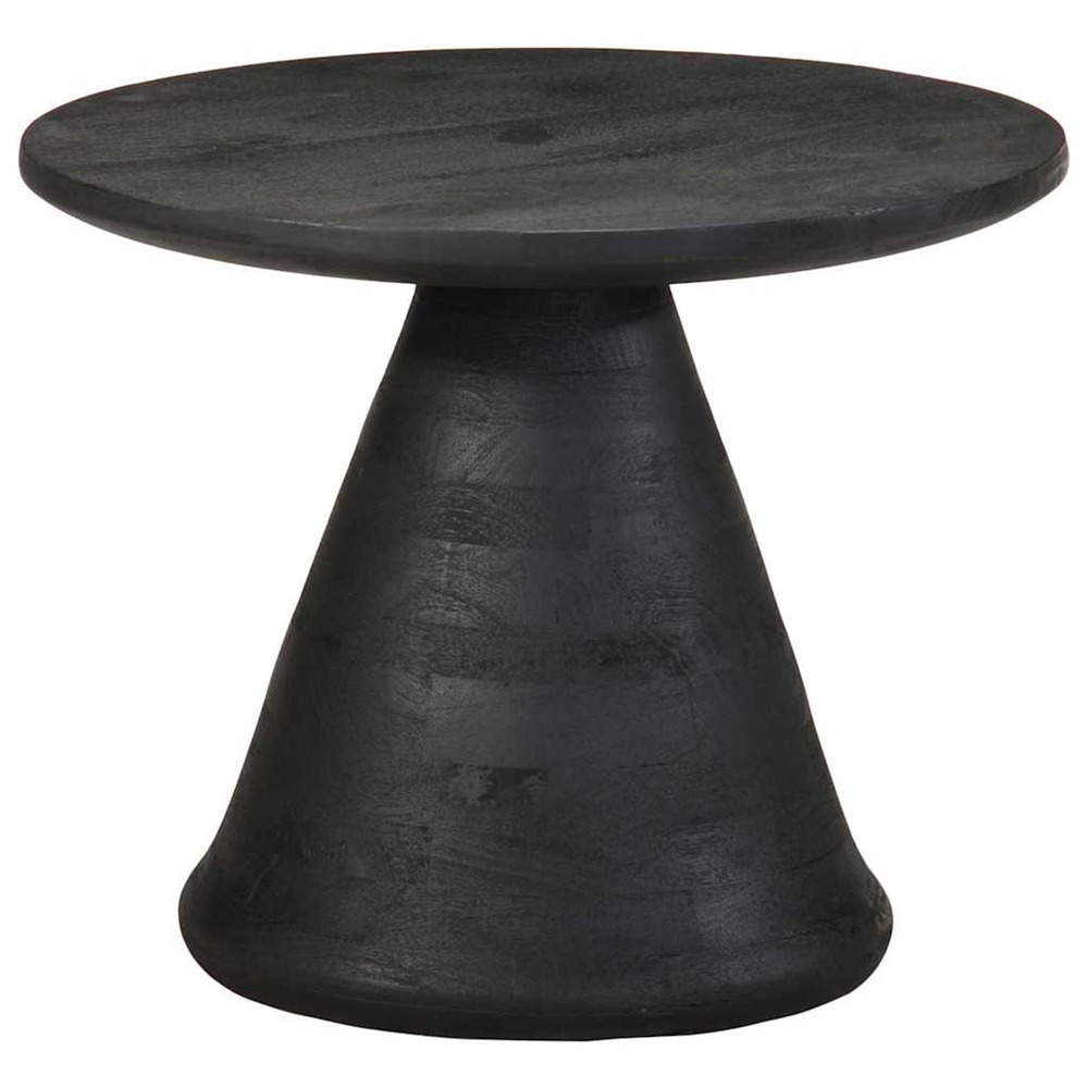 Table d'appoint noir ø50x40 cm bois de manguier massif