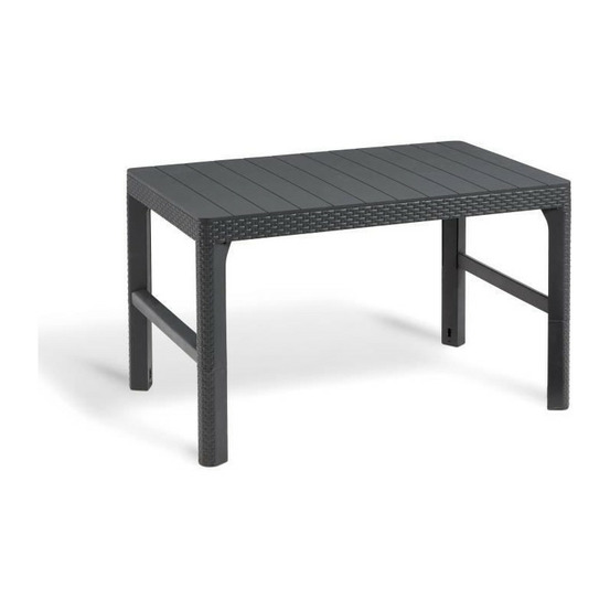 Allibert by keter - salon de jardin sanremo lyon 6 places - table basse 2 positions - imitation rotin tresse - gris graphite