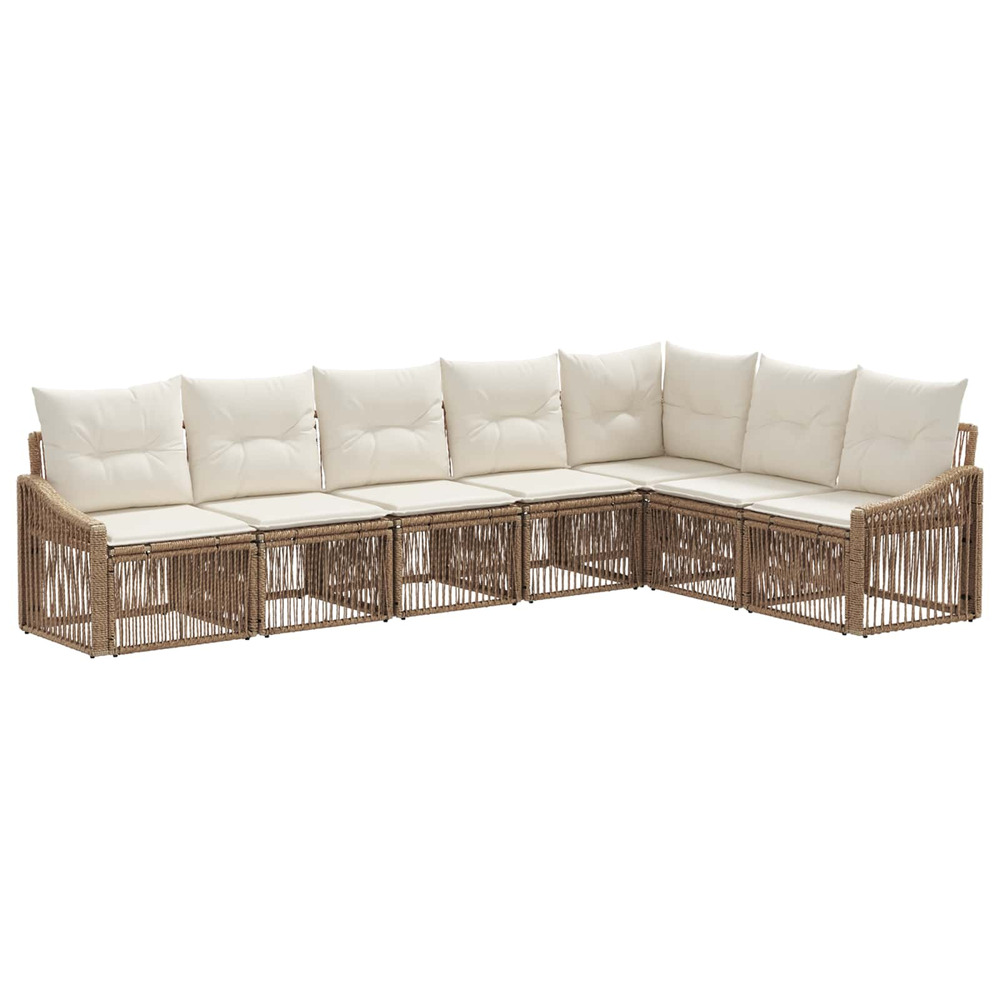Ensemble de canapé de jardin 7 pcs beige polyrotin