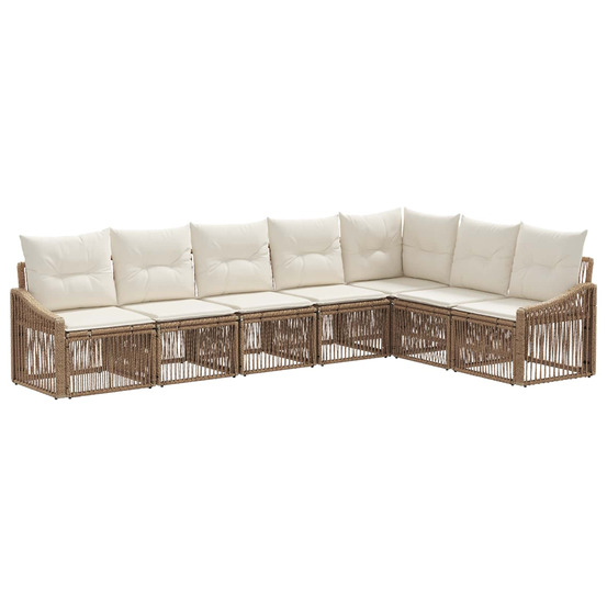 Ensemble de canapé de jardin 7 pcs beige polyrotin