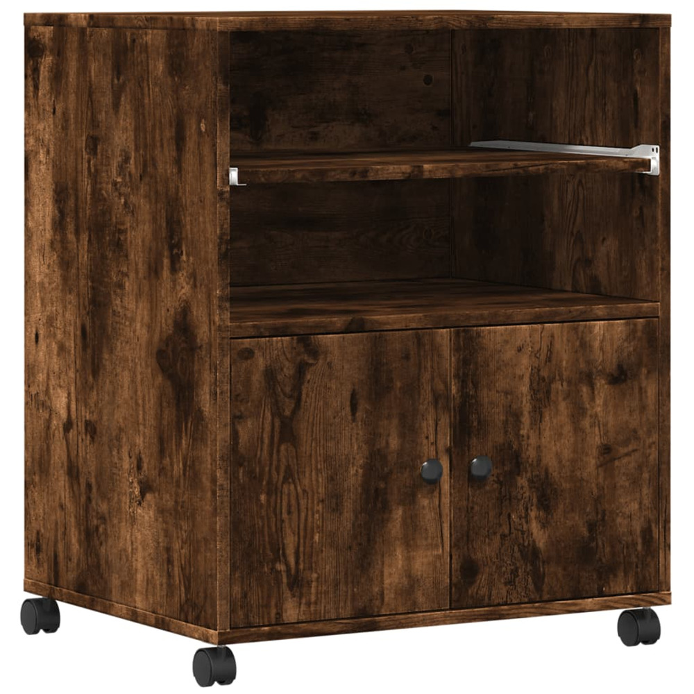 Support d'imprimante avec roulettes chêne fumé 60x48x74 cm