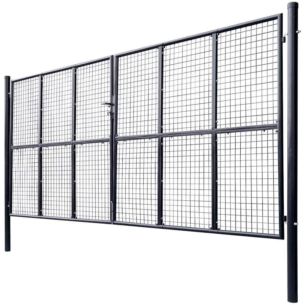 Portail de jardin grillagé en acier galvanisé gris 400 x 200 cm