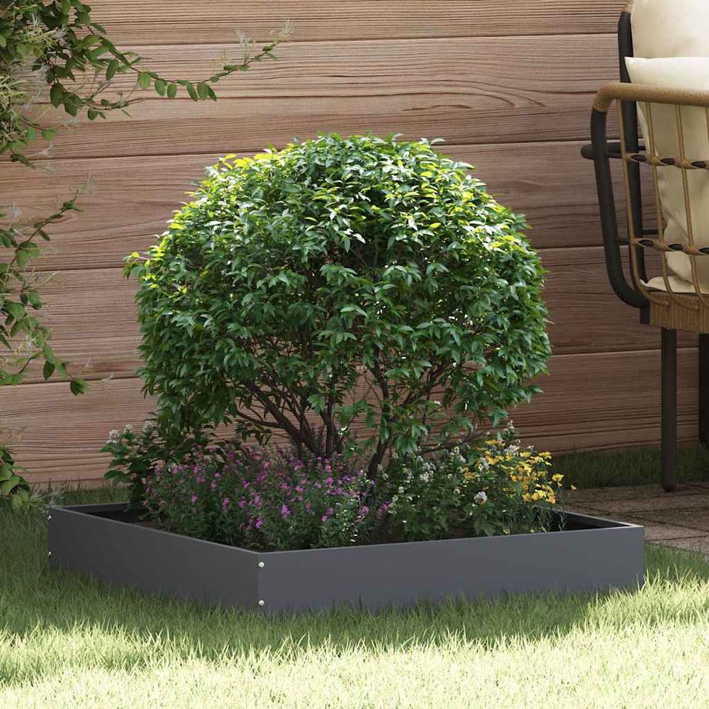 Bordure jardin carrée acier terrasse délimitation 60x13cm anthracite