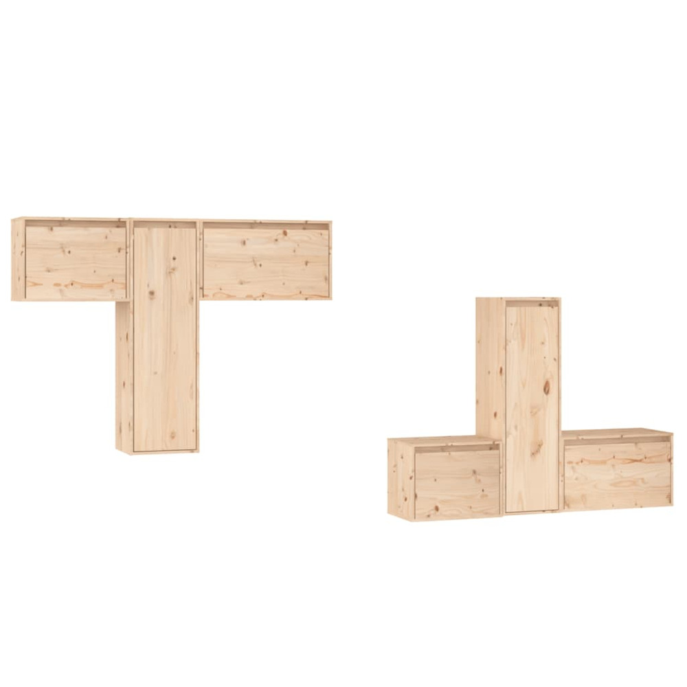 Meubles tv 6 pcs bois massif de pin