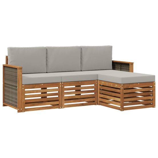 Ensemble de canapés d'extérieur 4 pc naturel et gris clair