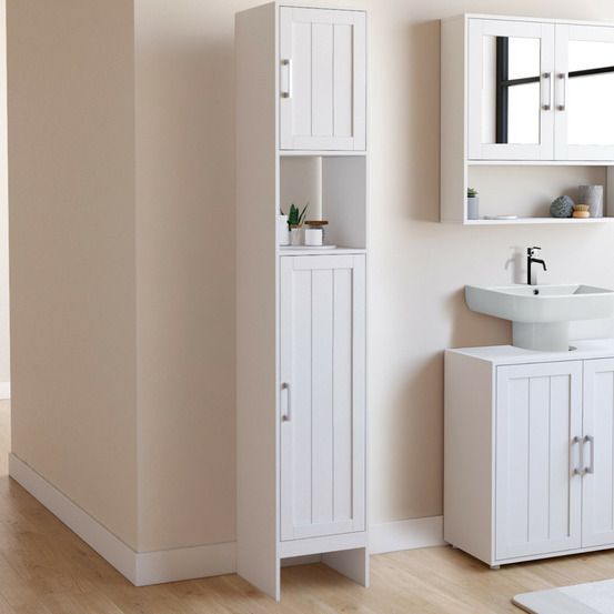 Meuble colonne salle de bain waldo 2 portes blanc