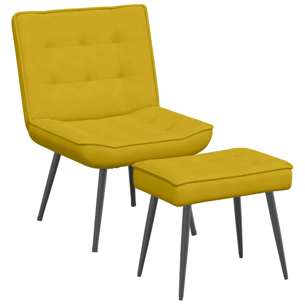 Chaise de relaxation avec tabouret jaune velours