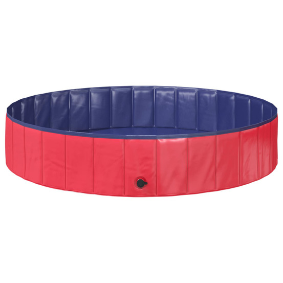 Piscine de nage pliable pour chien rouge et bleu ø 160 x 30 cm