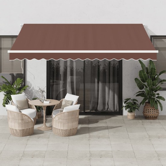 Auvent rétractable automatique avec led marron 400x350 cm