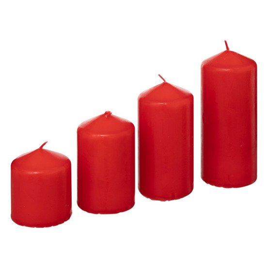 Lot de 4 bougies satin rouge 505g