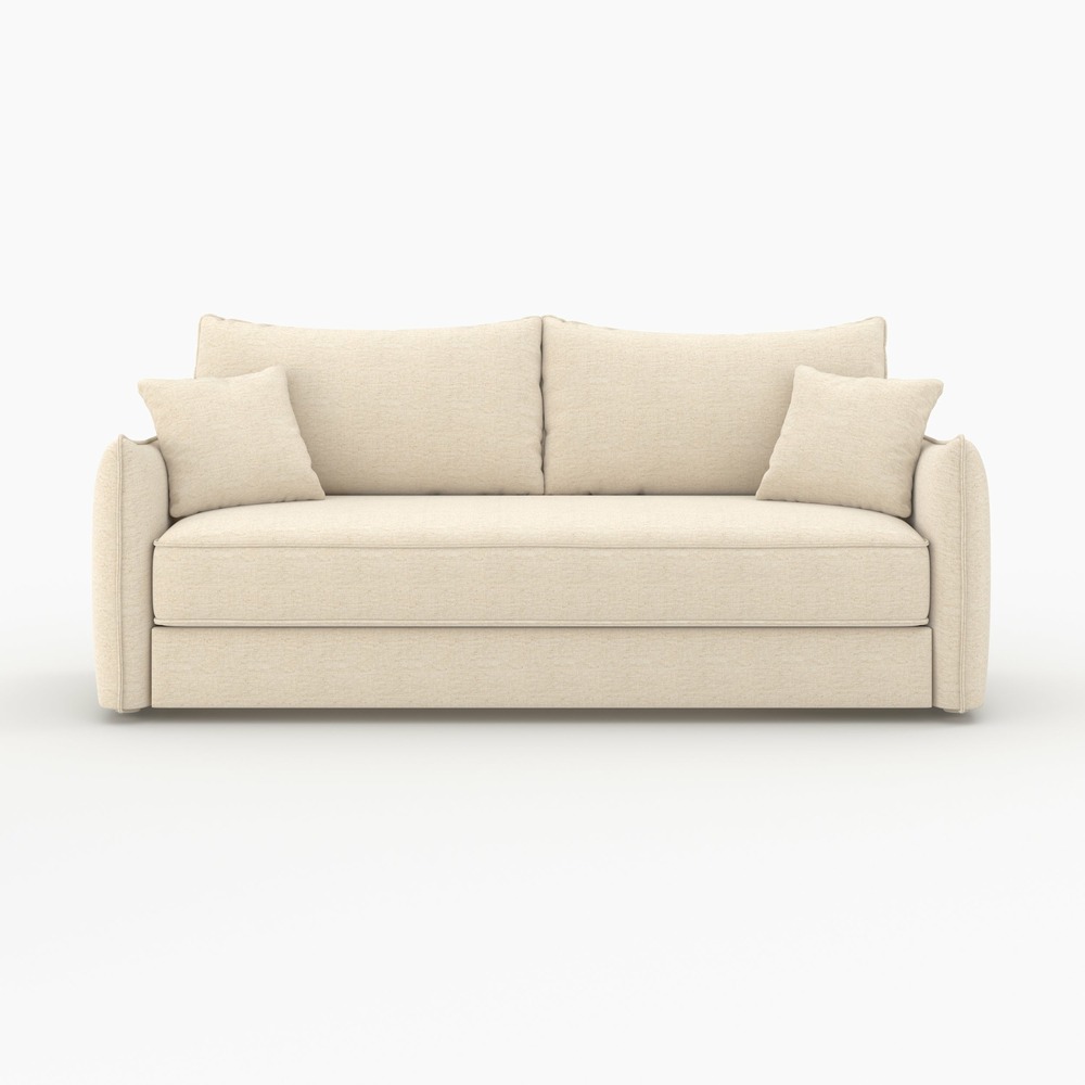 Céleste-canapé convertible 3 places en tissu effet lin blanc cassé