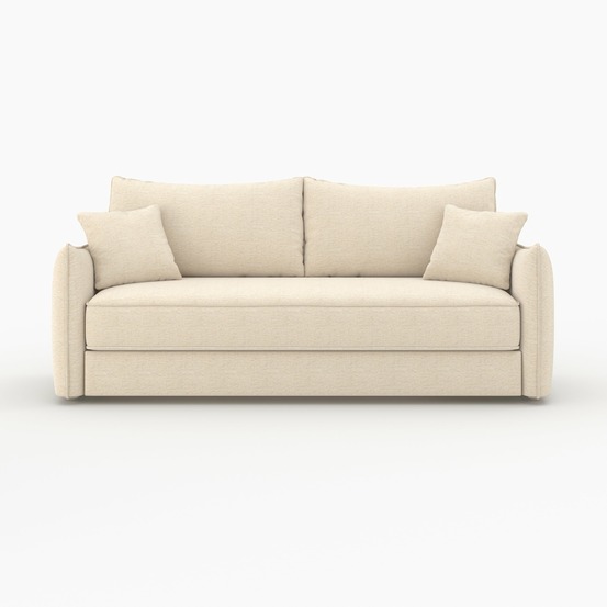 Céleste-canapé convertible 3 places en tissu effet lin blanc cassé