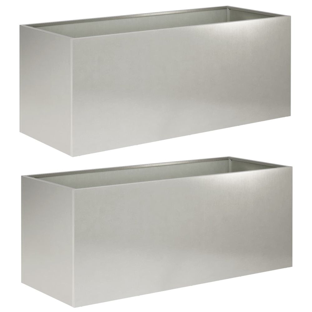 Cache-pot de jardin 2 pc argenté 80 x 40 x 40 cm