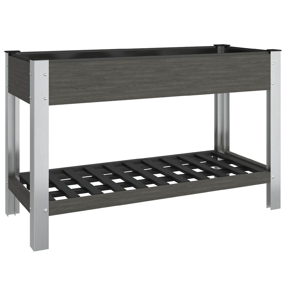 Lit surélevé de jardin avec étagère gris 120x50x75 cm wpc