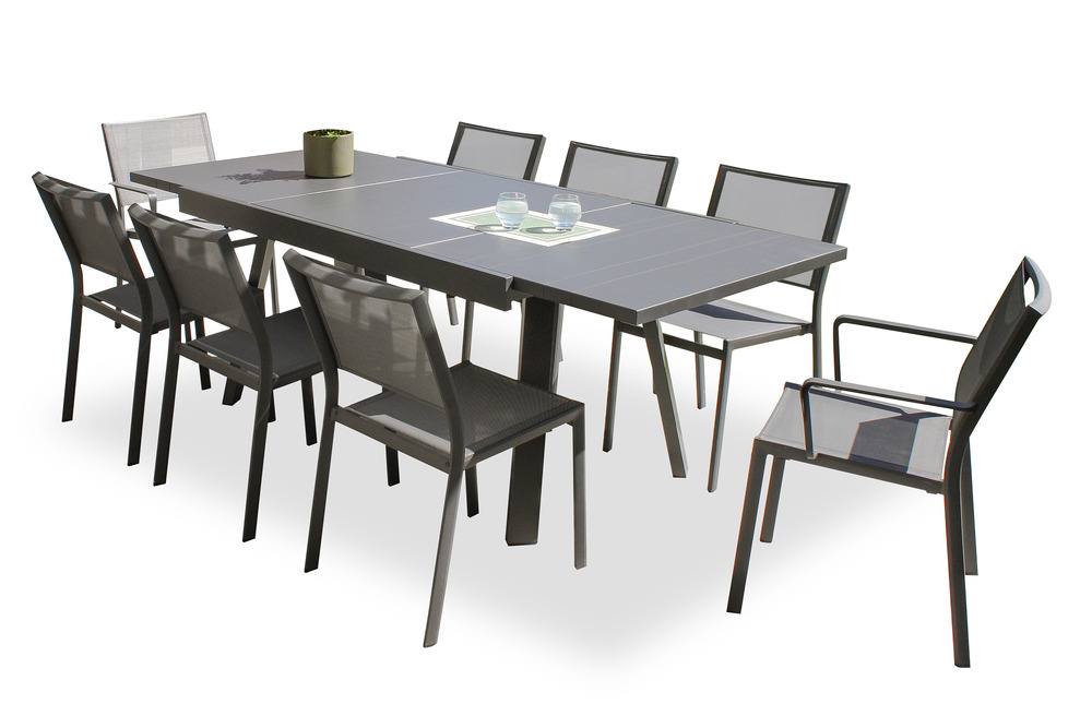 Ensemble repas stockholm 8 places en aluminium