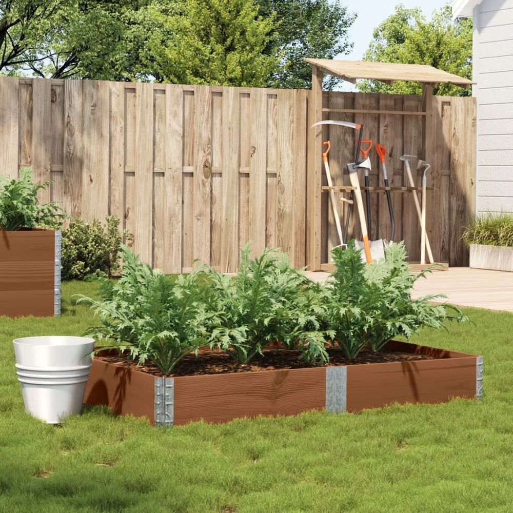 Bordure de potager pliable simple hauteur en pin massif – cadre de culture extensible pour jardin – 150x100cm brun