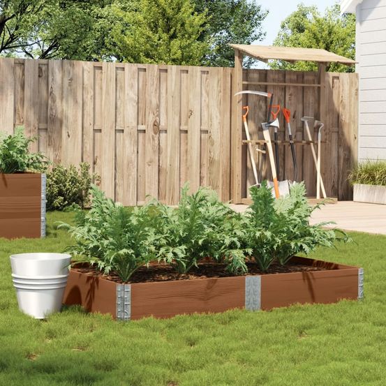 Bordure de potager pliable simple hauteur en pin massif – cadre de culture extensible pour jardin – 150x100cm brun