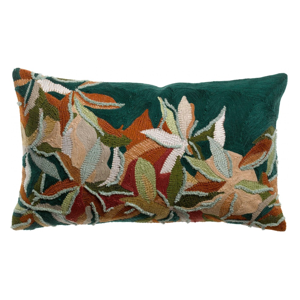 Coussin brodé alina petrole 30 x 50 cm
