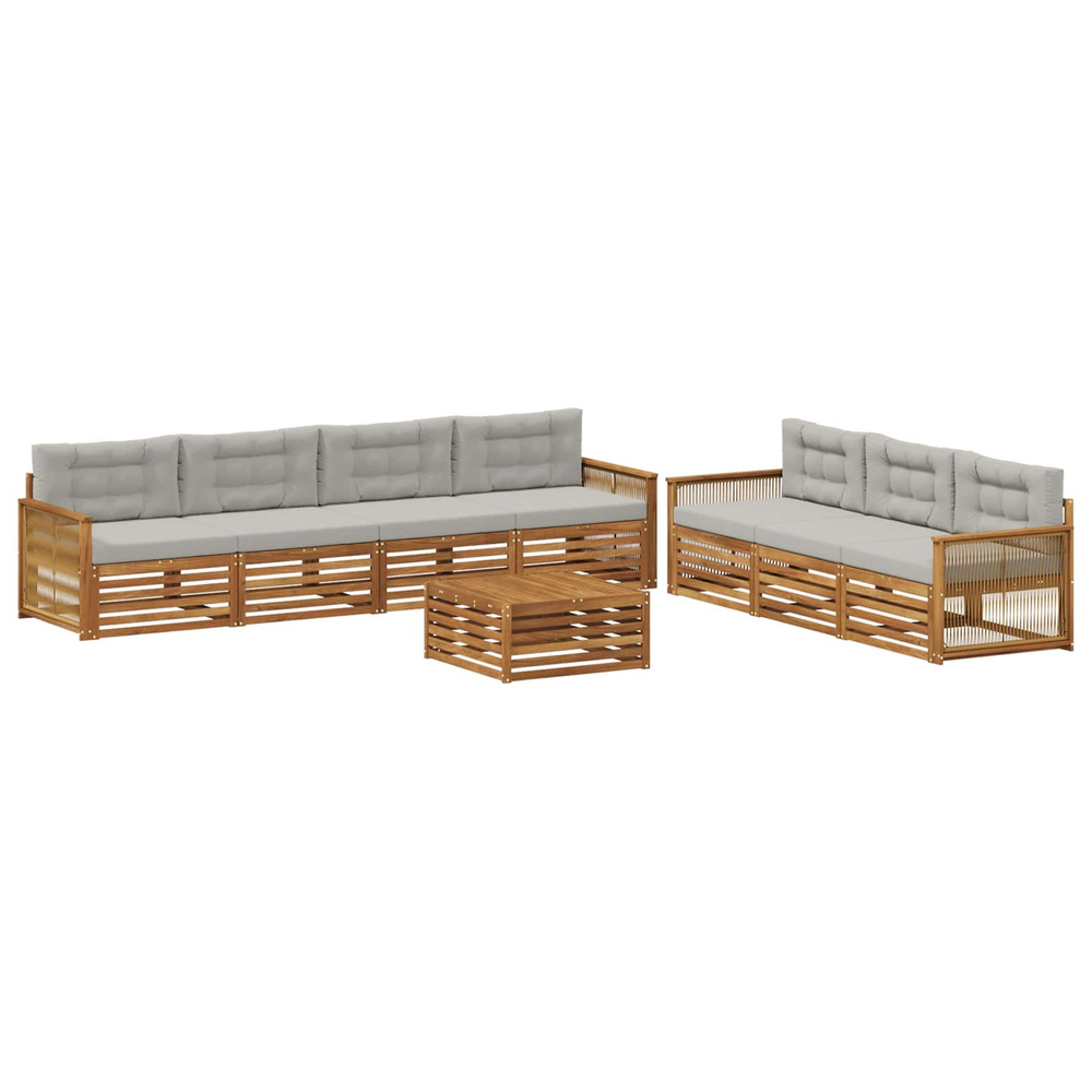 Ensemble de canapés d'extérieur 8 pcs naturel et gris clair