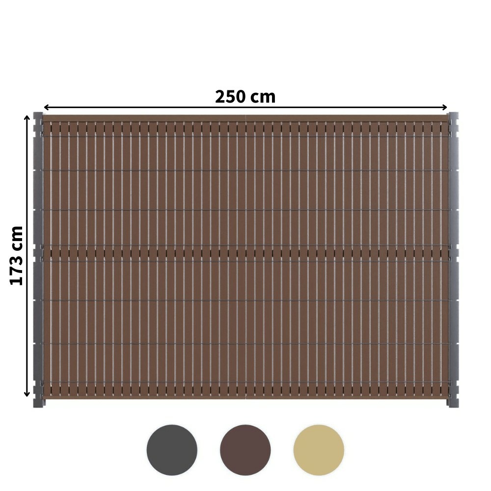 Kit occultation composite - l2,5 x h1,73m - couleur : brun - haute resistance - occultant pour grillage rigide