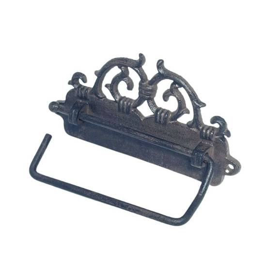 Dérouleur mural papier toilette en fonte marron 16 x 9 cm