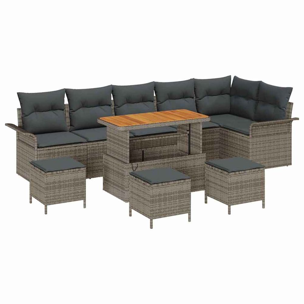 Ensemble de canapé de jardin 10 pc gris polyrotin
