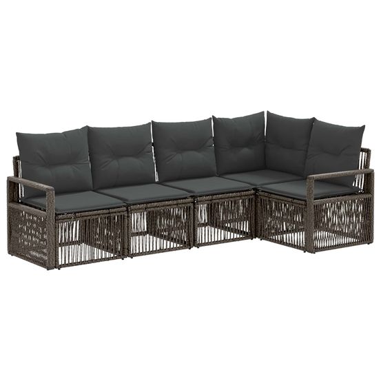 Ensemble de canapé de jardin 5 pc gris polyrotin