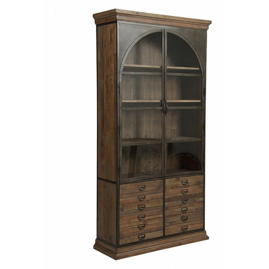 Bibliothèque vitrée 2 portes bois marron - manufacture interior's