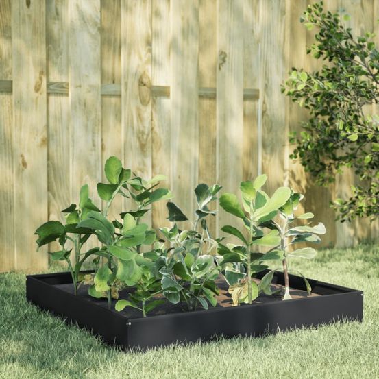 Grand carré potager acier 100x100x26 cm pour culture facile noir